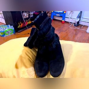 Aquatalia fur short suede Blk boots size 7